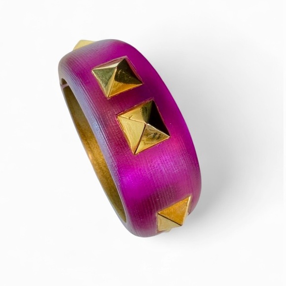 Alexis Bittar Jewelry - Alexis Bittar Pink Bangle with Gold Pyramid Studs